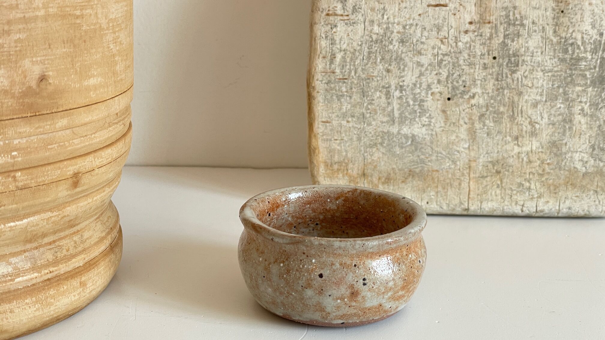 Turned wooden pots and beaters for the kitchen