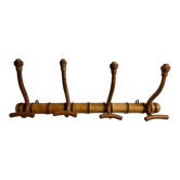 Portemanteau en bois tourné à l'imitation du bambou, 4 patères, 73 cm
