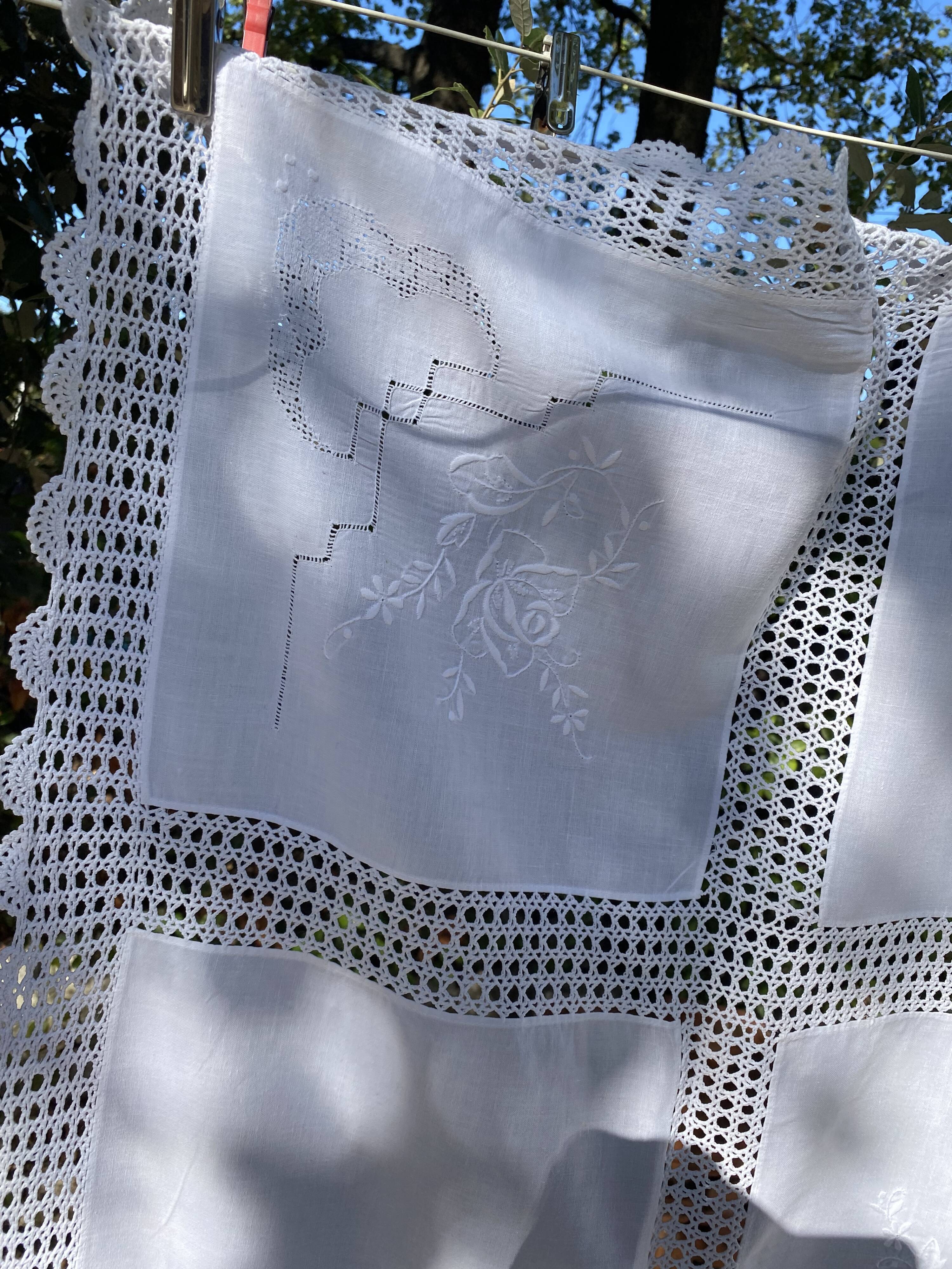 Handmade cotton embroidery tablecloth