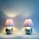 Paire de lampe vintage, métal brossé et abat jour blanc, France 1970