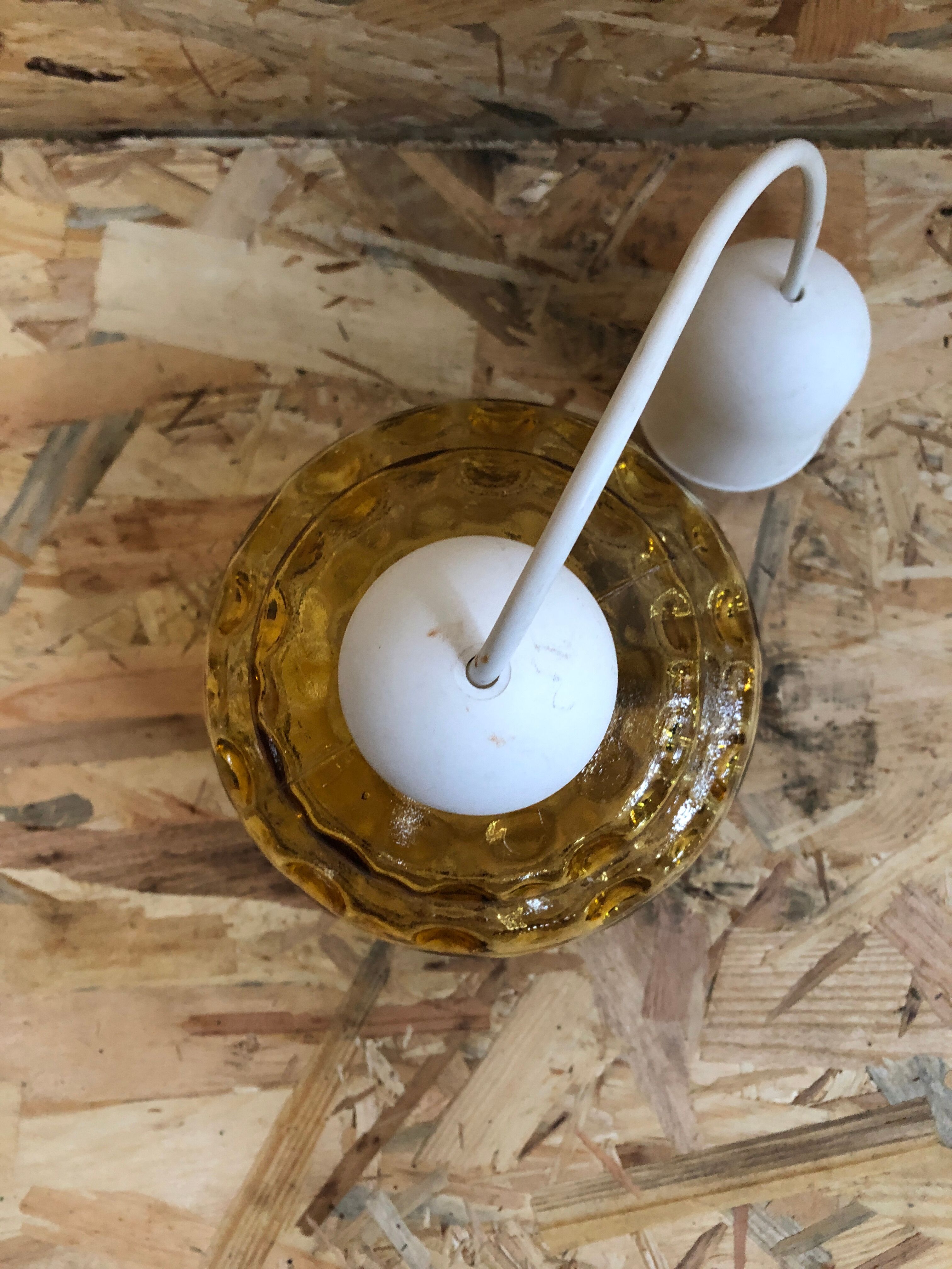 Old suspension ball glass blown orange luminaire 70s vintage