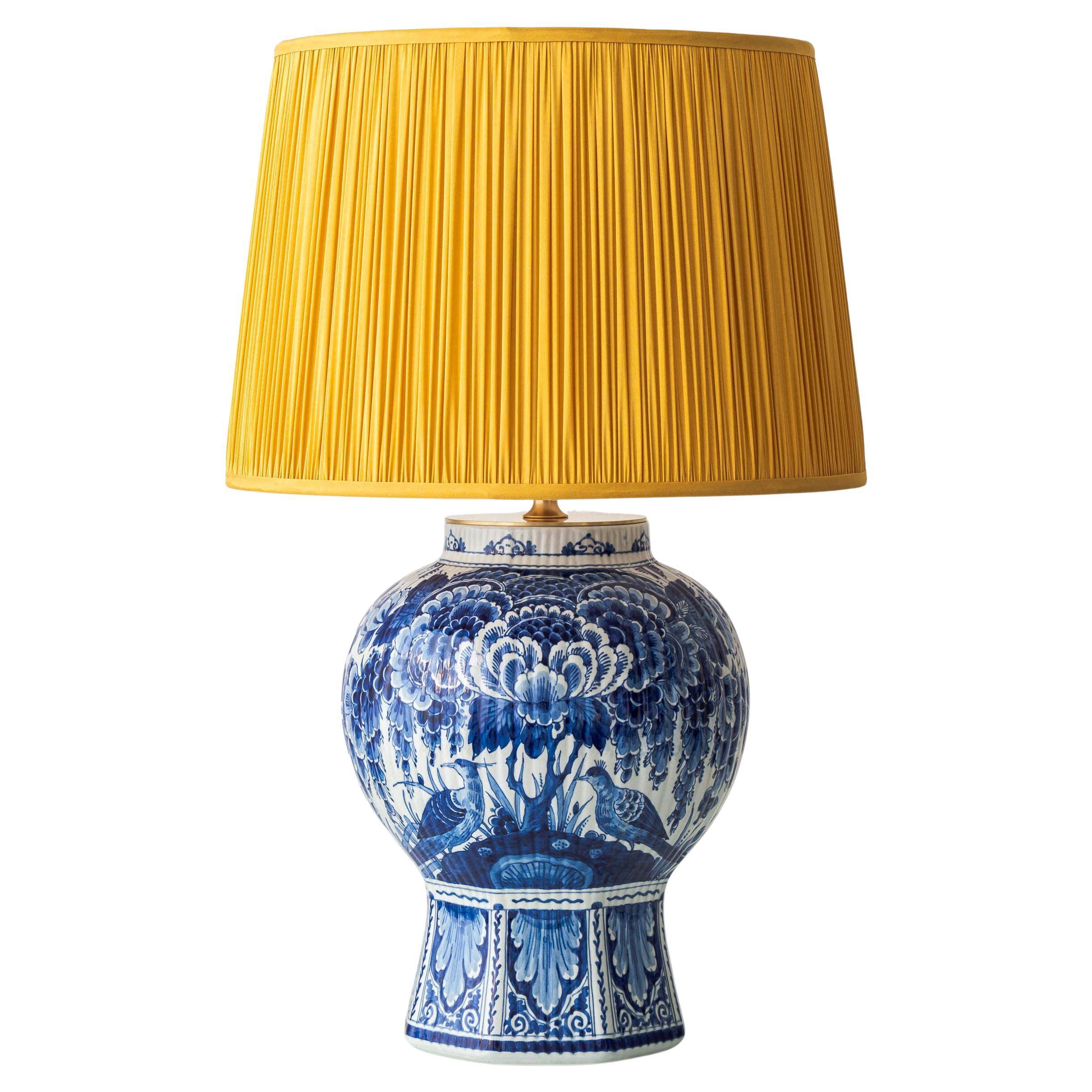 Large Royal Delft ceramic table lamp hand-painted for the 300th anniversary, 1953.