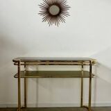 Old golden brass console Italian design Milo Baughman for Morex 1970s vintage