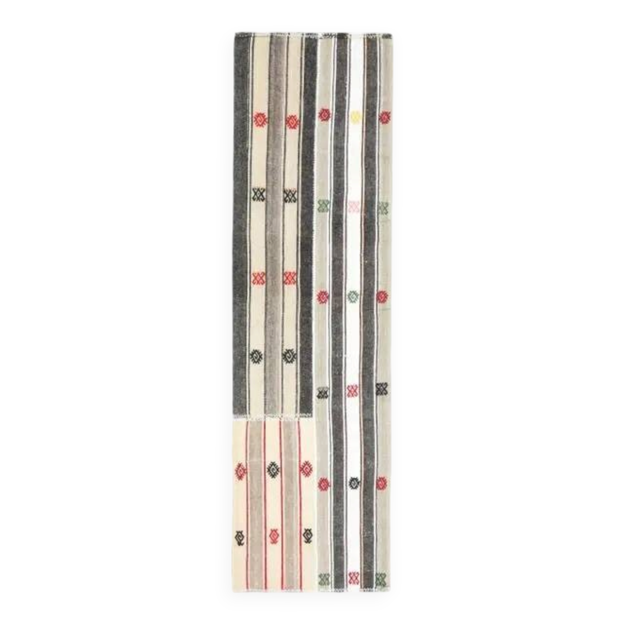 1970s Turkish Oushak Handmade Wool Cotton Beige Runner 68x250