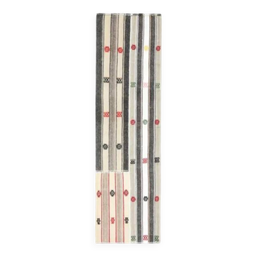 1970s Turkish Oushak Handmade Wool Cotton Beige Runner 68x250
