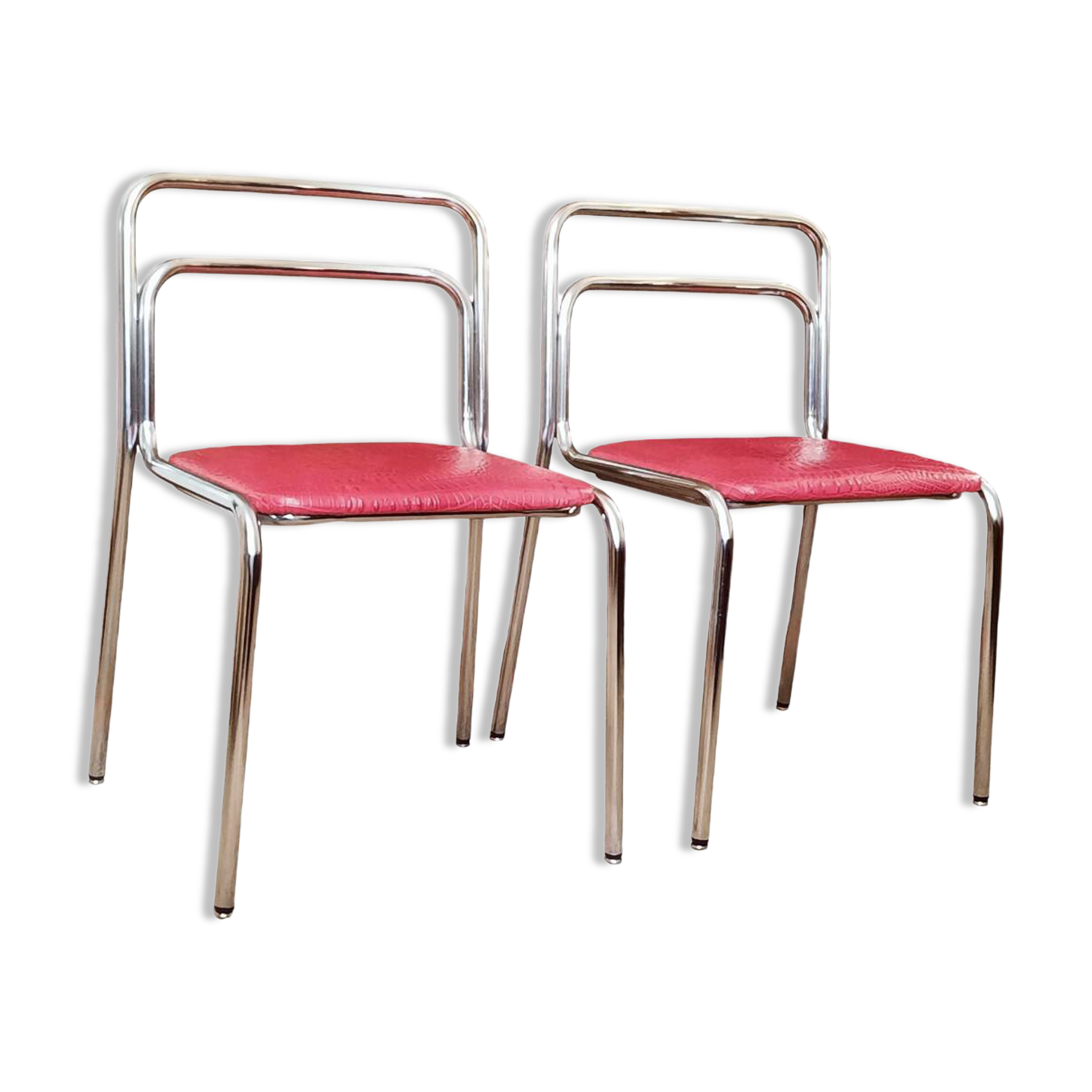 2 chaises en cuir, années 60-70