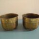Duo of miniature brass flower pots, Unis France vintage brass flower pots