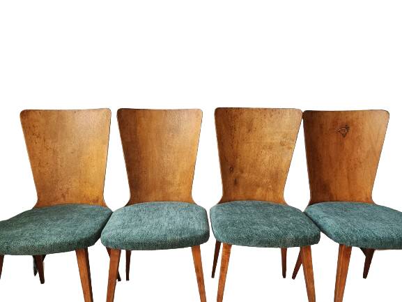 4 chaises vintage style Baumann bois et tissu