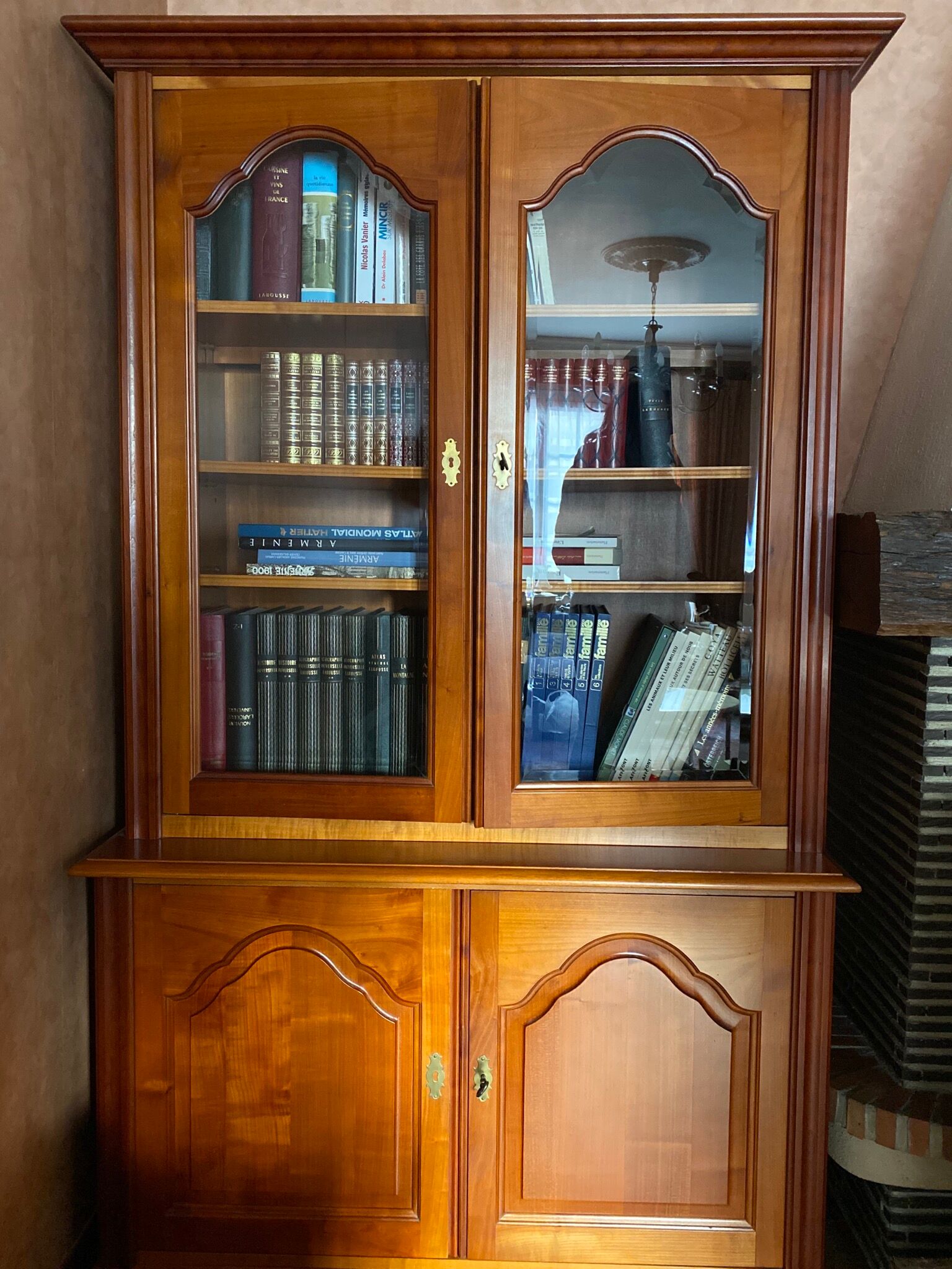 Louis XVI-style cherry glass library