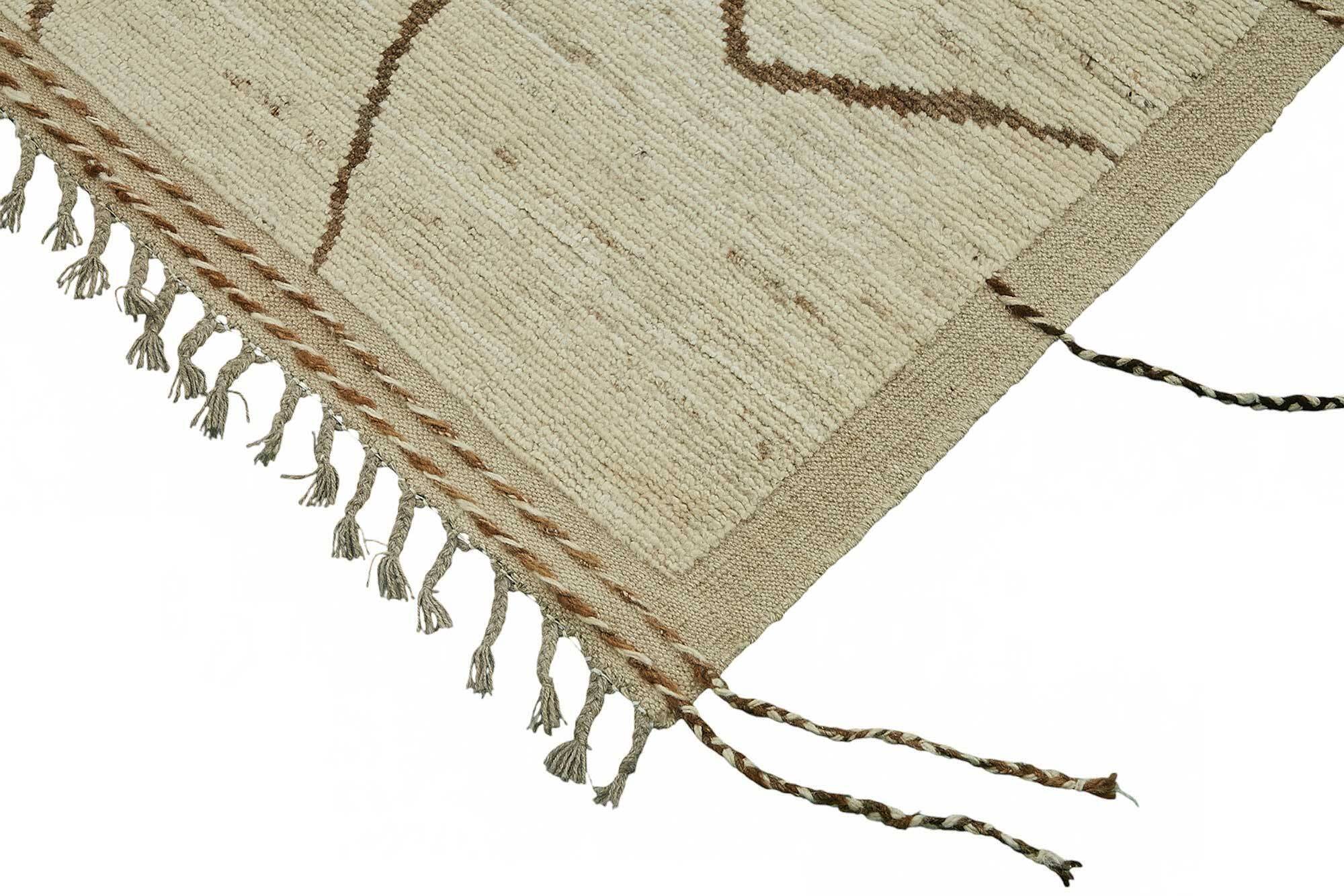 Hand-Knotted Tribal Unique 208 cm x 303 cm Beige Wool Carpet