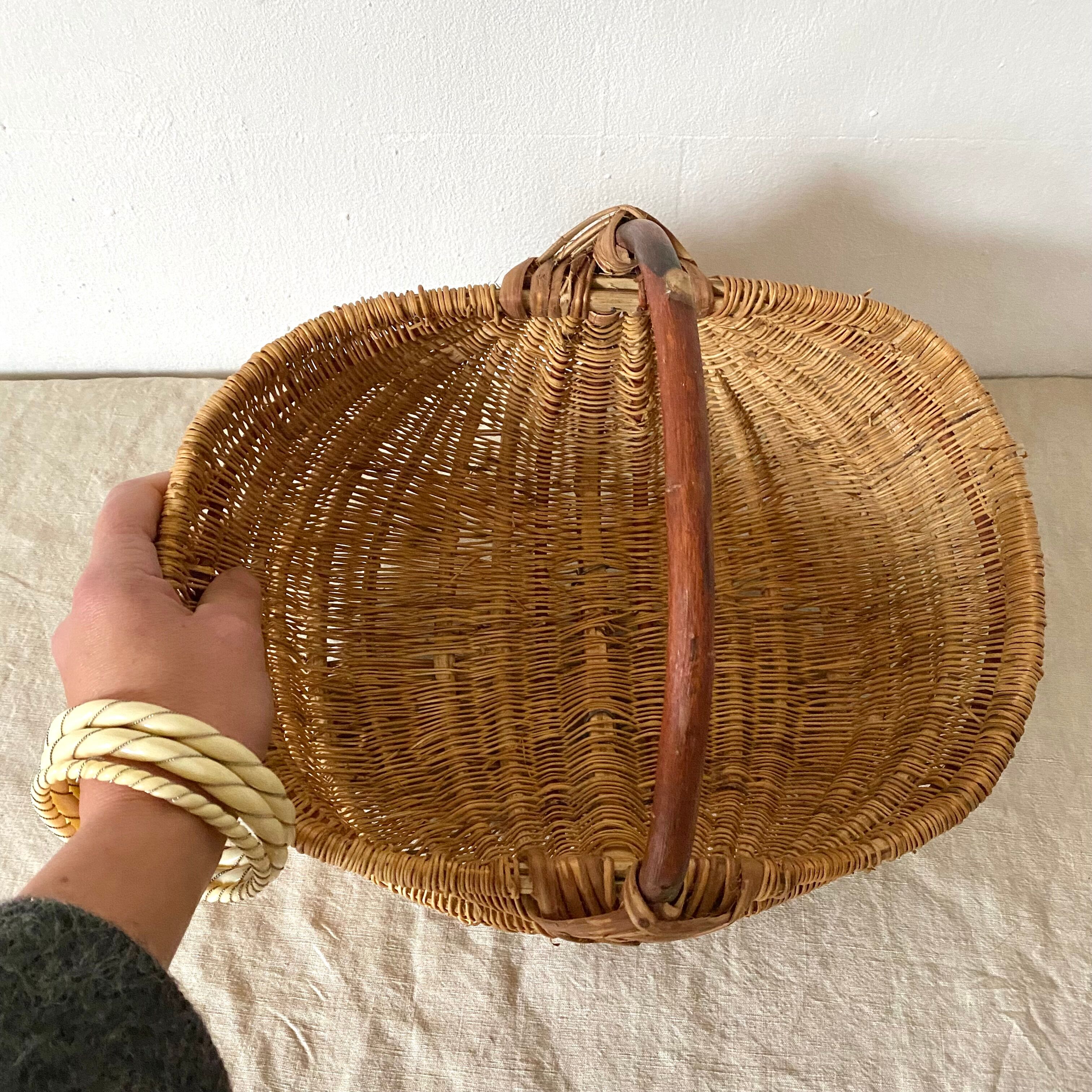 Old basket in woven wicker