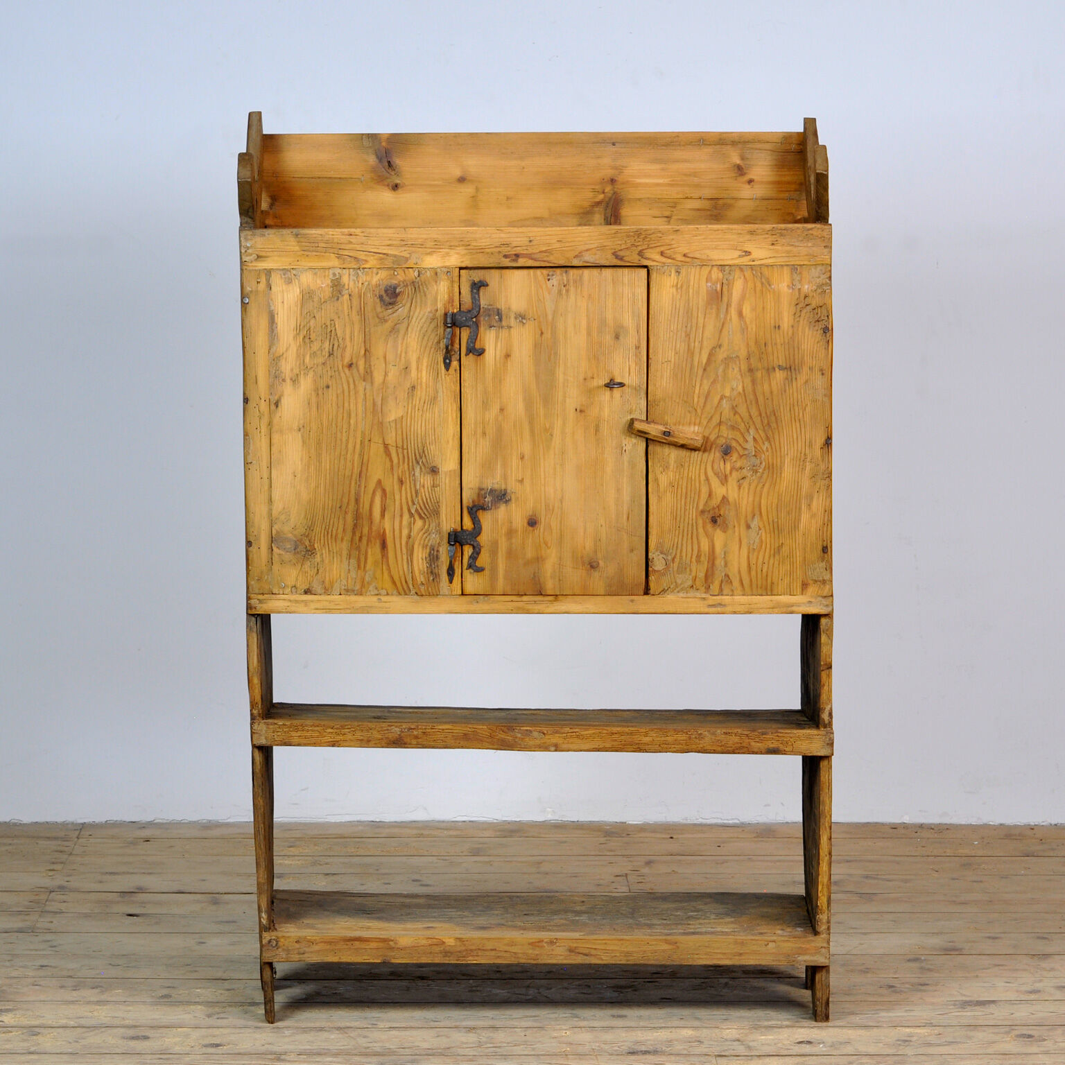 Antique primitive moldavian pine country farmhouse cabinet , circa 1850