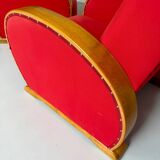 2 anciens fauteuils club art déco années 30 structure bois courbé