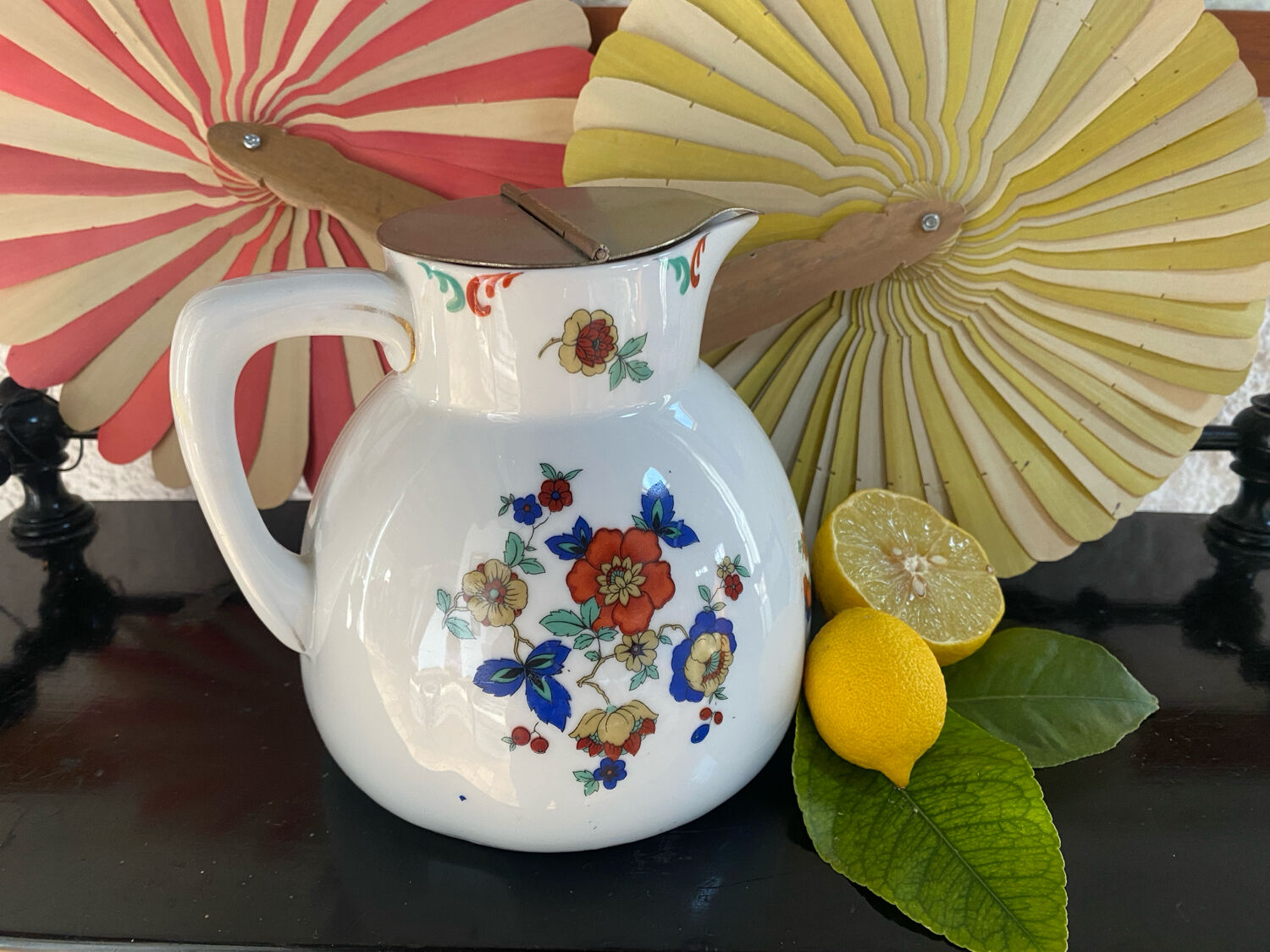 Vintage porcelain jug with lid