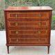 Louis XVI Empire style chest of drawers in solid teak wood with 4 drawers
