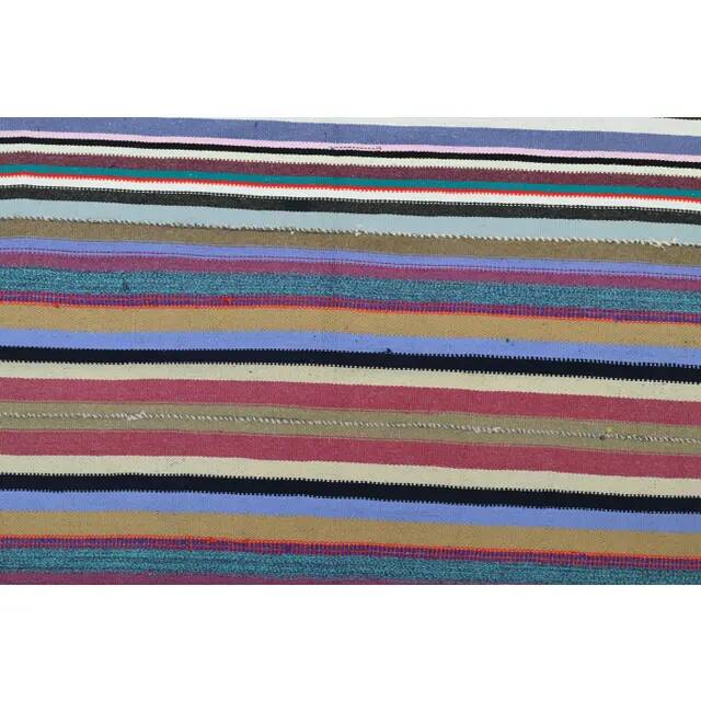 1970s Vintage Turkish Oushak Handmade Wool Cotton Blue Area Rug 179x276
