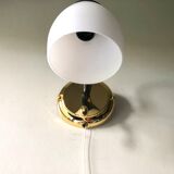 Black and gold wall light with white opaline flower, Italy 1990.