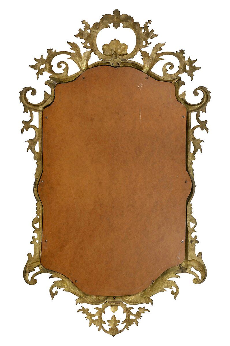 Vintage French brass wall mirror, 1960s