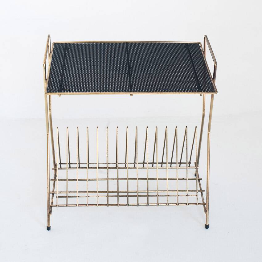 Vintage vinyl record table or magazine rack. France, 1950s