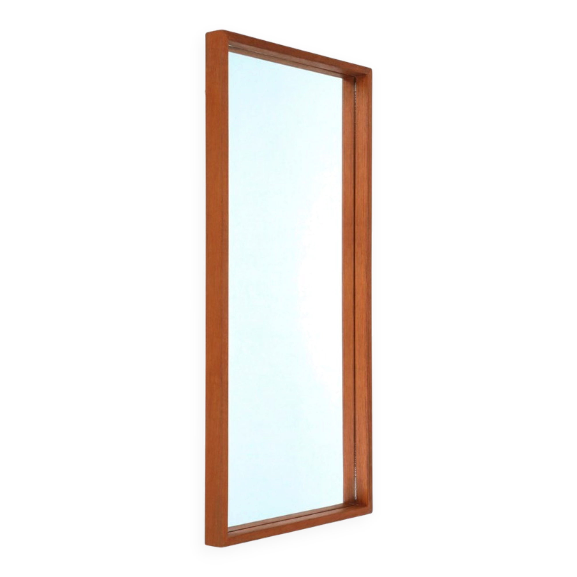 Minimalist teak wall mirror / Mid-century Danish modern design / 1960s / 1970s