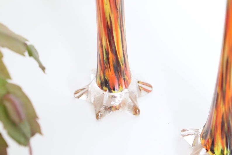 Duo of soliflores in mouth-blown glass