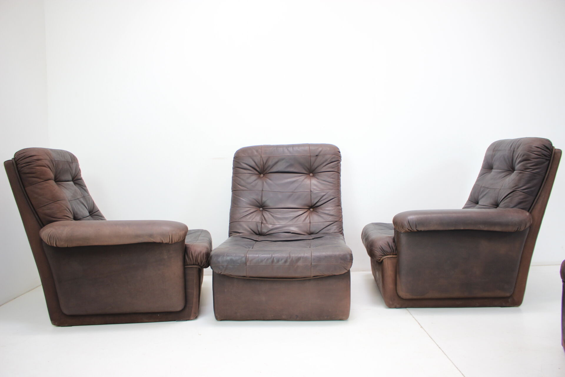1980s Leather Modular Five Seater Sofa