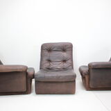 1980s Leather Modular Five Seater Sofa
