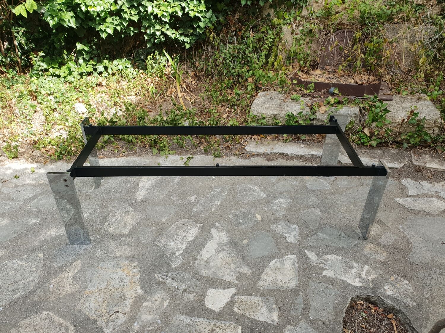 Chrome metal and marble coffee table 1970