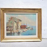 Old painting, oil on panel signed Roustin