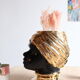 Black and gold Italian ceramic head vase signed Behreno