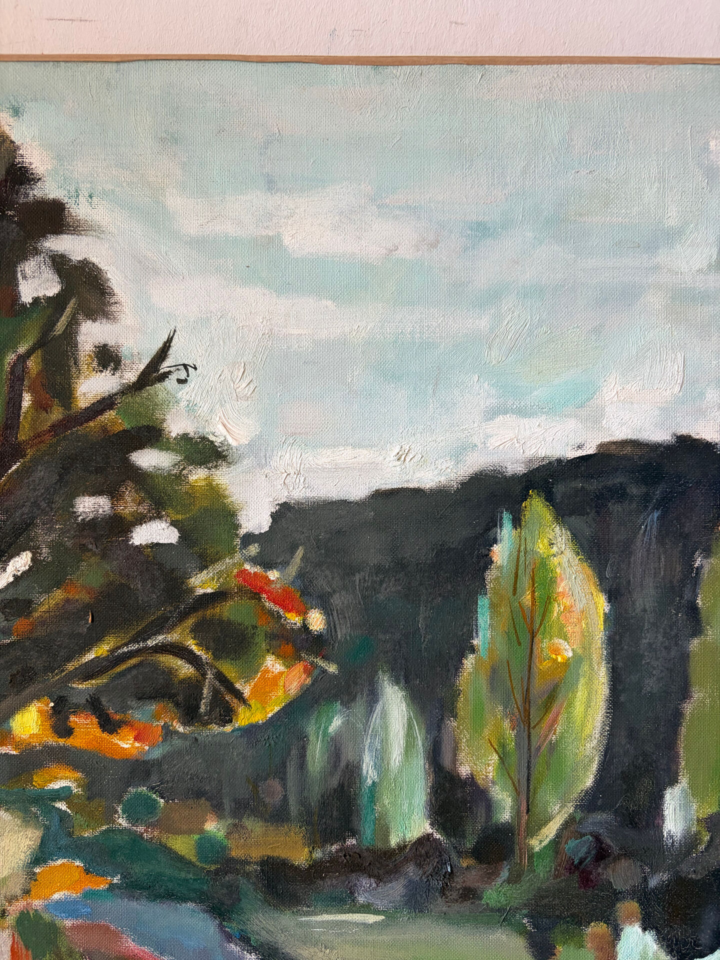 Path under the pines, oil painting on canvas