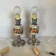 Pair of lamps style Acapulco ceramic and chromed metal