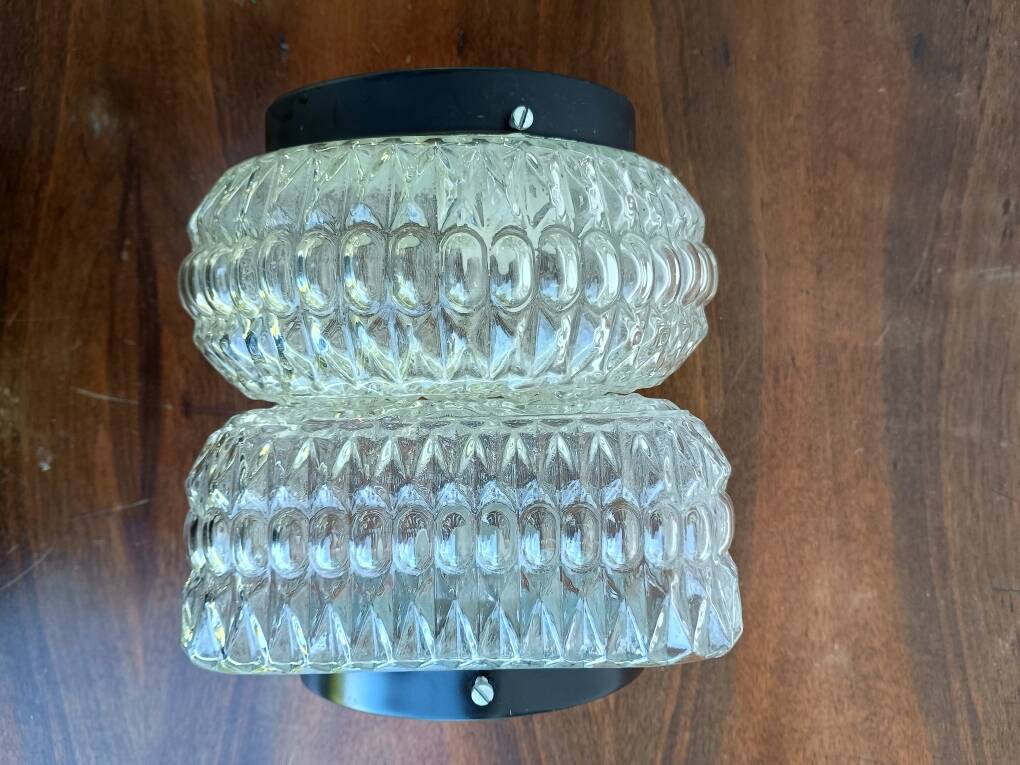 Pair of 1970s molded glass ceiling or wall light globes