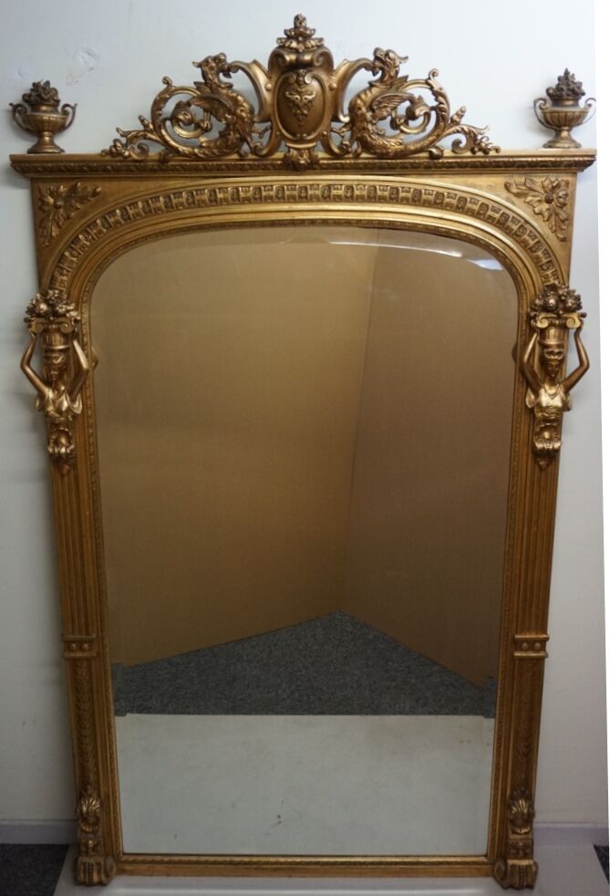Big old mirror decorated with caryatids 193cm