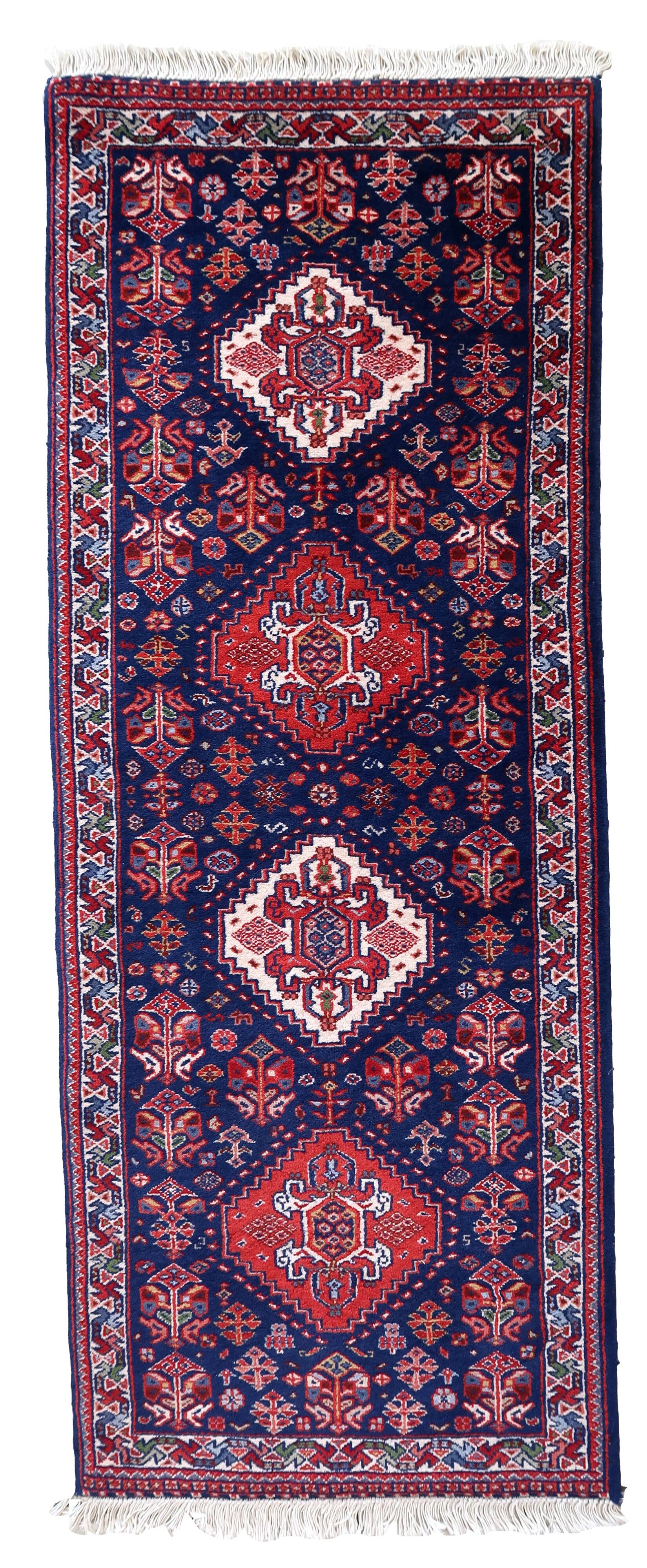 Tapis Vintage Indien Tabriz Fait Main en Laine – Années 1970 – 65 x 168 cm