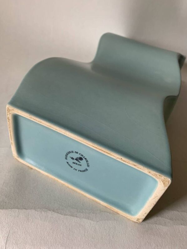 Grand vase céramique bleu J. Molin Charolles