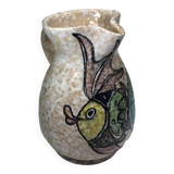 Toledo ceramic pitcher by Pablo Sanguino fish decoration