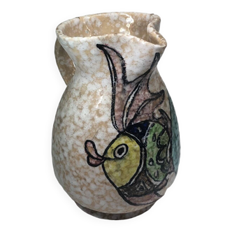 Toledo ceramic pitcher by Pablo Sanguino fish decoration