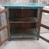 Antique Burmese teak sideboard with original blue and white patina
