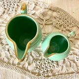 Pichets en faïence vert d'eau années 50-60