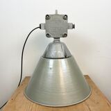 Industrial explosion proof lamp with aluminium shade from polam, 1970s