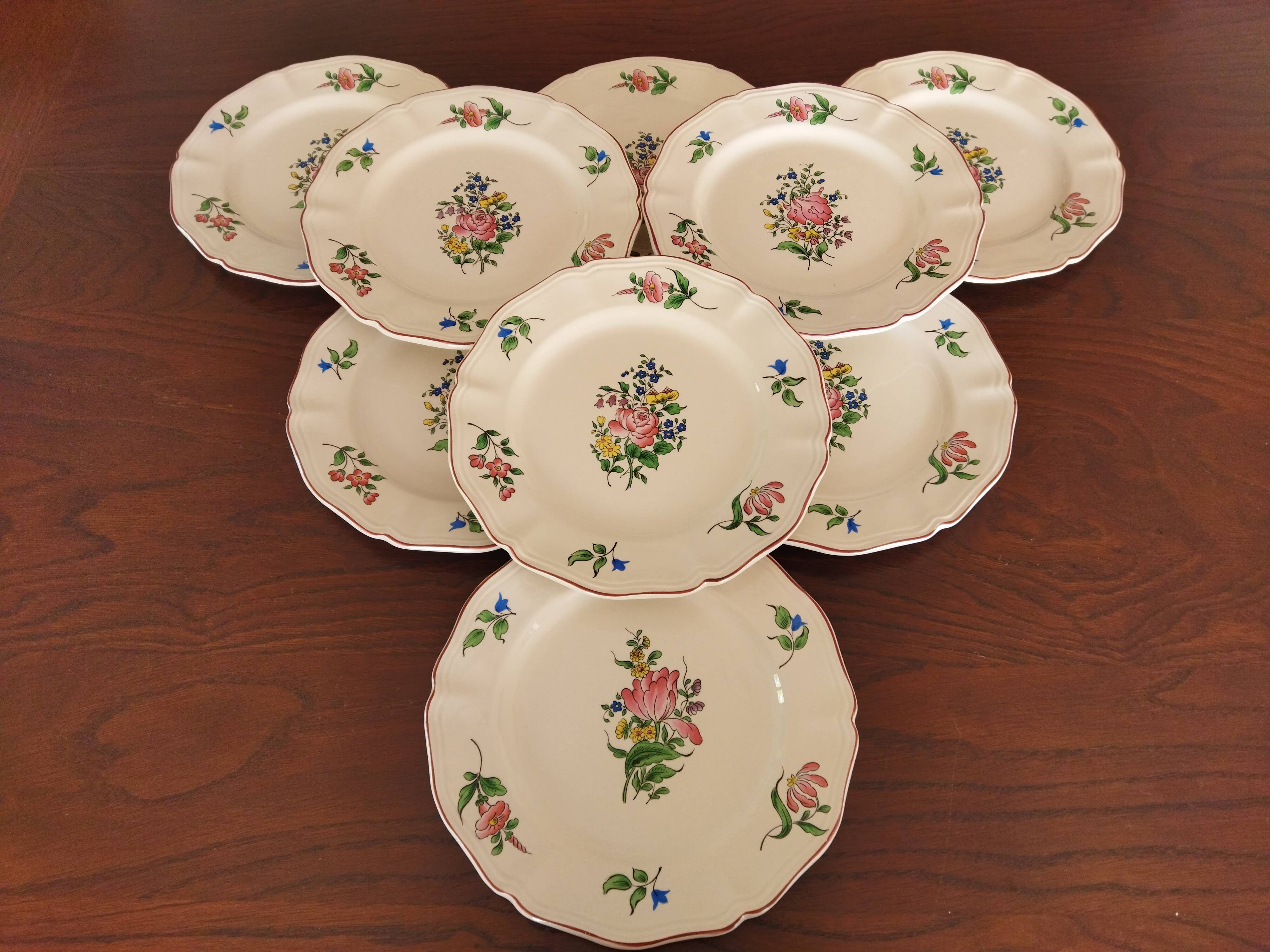 9 dessert plates “Réverbère fin” KG Lunéville