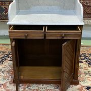 Toilet furniture in pitch pine and marble top - 30s