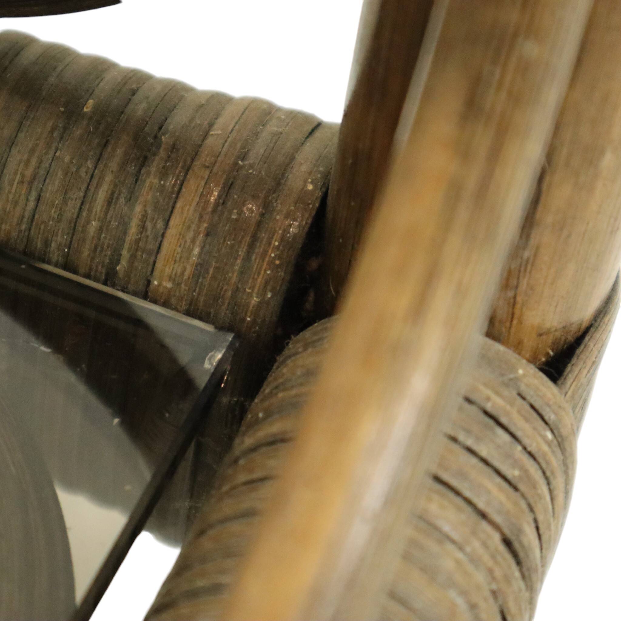 Vintage Boho Shelf Bookcase Bamboo and Smoked Glass 140cm