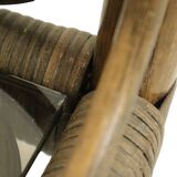 Vintage Boho Shelf Bookcase Bamboo and Smoked Glass 140cm