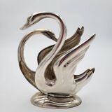Swan letter holder in silver metal