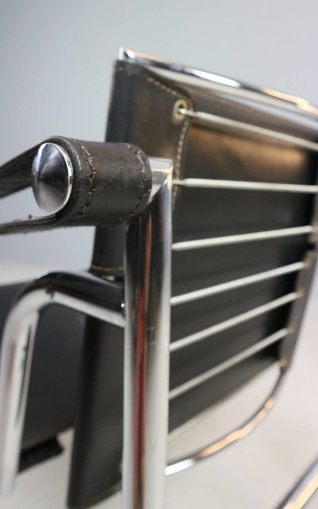 Le Corbusier Vintage Black Leather Armchair Model- LC1 for Cassina, 1970s