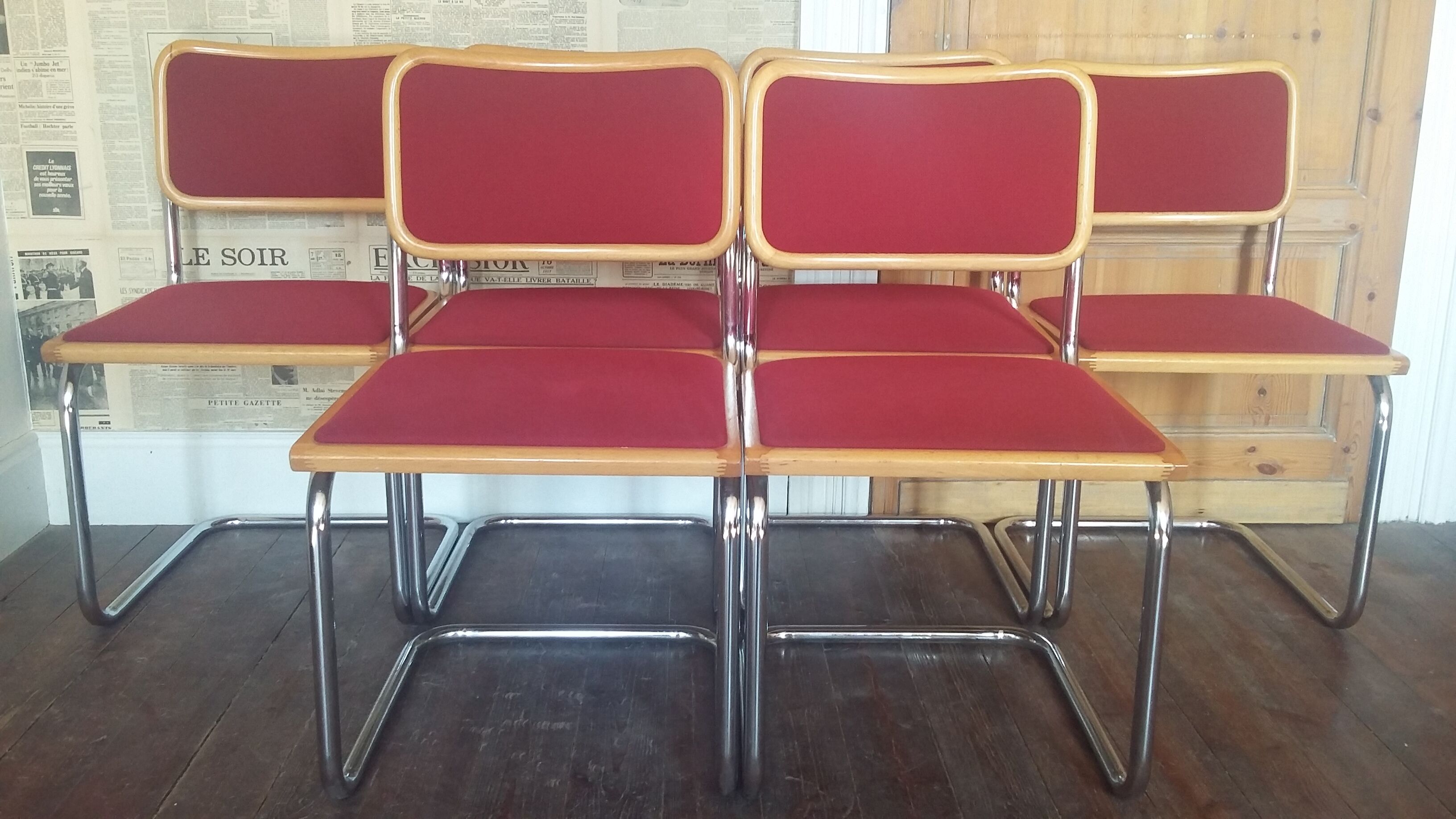 Set of 6 vintage chairs Cesca B32 Breuer Bauhaus Italy