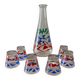 Liqueur service: carafe and 6 glasses