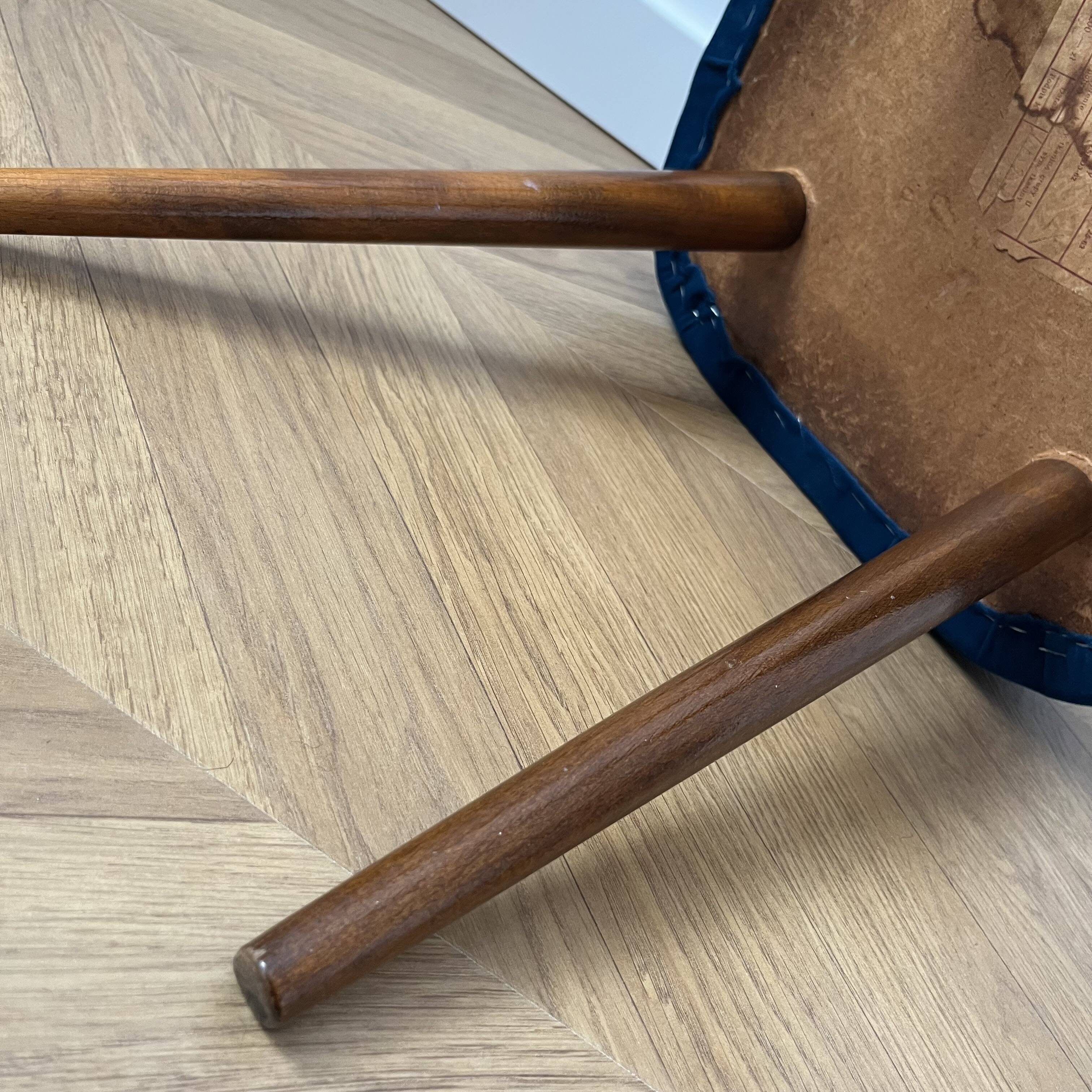 Vintage Velvet Footstool in Dark Teal